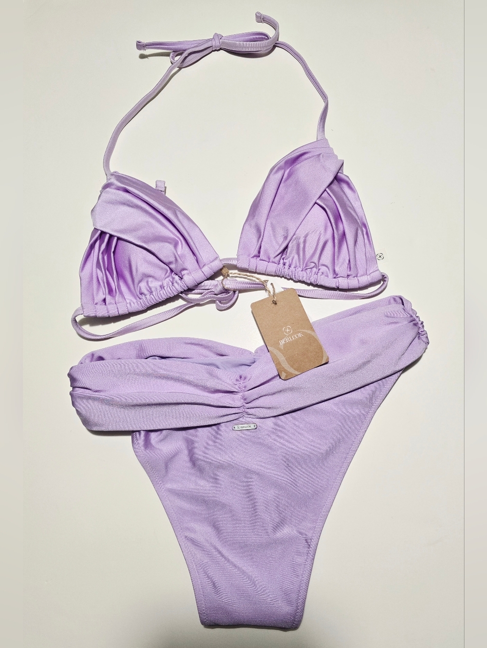 Berlook Lavender RuchedTriangle Bikini Set - Women Swim NWT - Picture 5 of 9